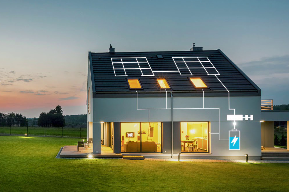 house with solar battery